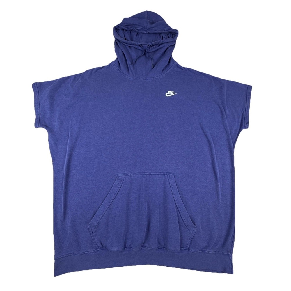 Nike Women's Purple Short Sleeve Cowl Neck Sweatshirt Pullover Hoodie Size L